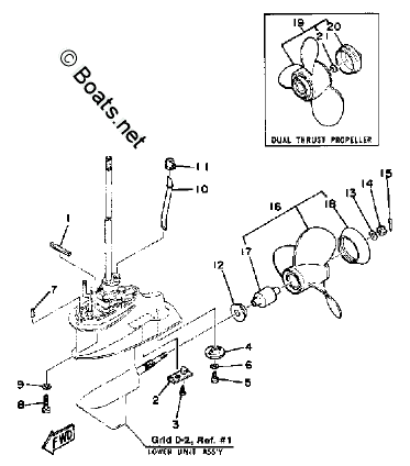 Yamaha Outboard Parts by HP 15HP OEM Parts Diagram for Lower Drive 2 (9