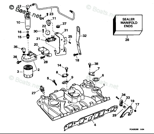 OMC Sterndrive 4.30L 262 CID V6 OEM Parts Diagram for Intake