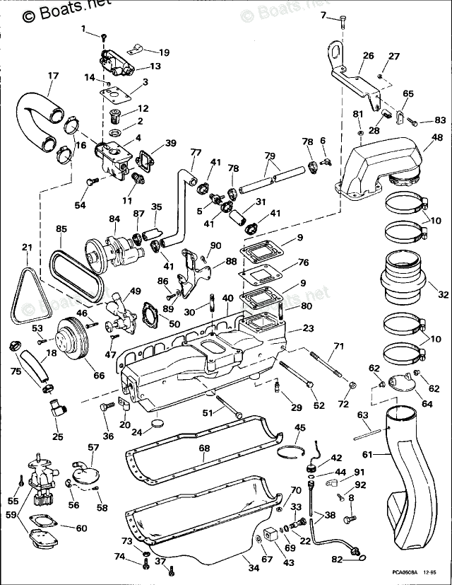 OMC Sterndrive 3.0L 181 CID Inline 4 OEM Parts Diagram for Cooling  Oiling  | Boats.net