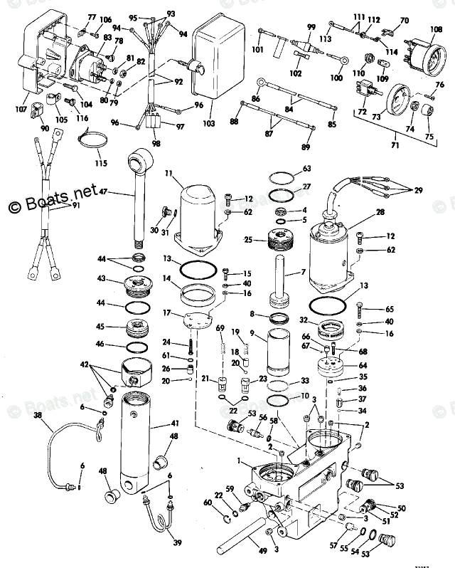 Johnson Outboard 115HP OEM Parts Diagram for Power Tilt And Trim