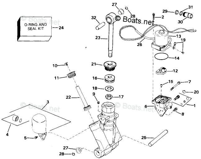 Evinrude Outboard 175HP OEM Parts Diagram for Power Trim/Tilt Hydraulic