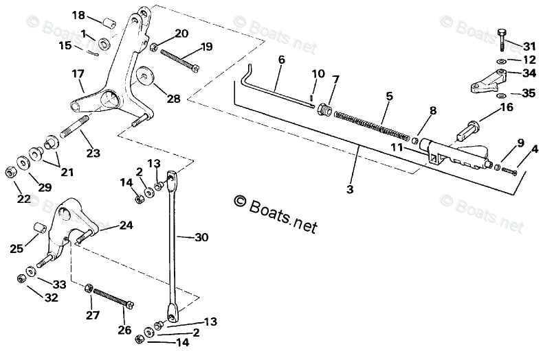 Johnson Outboard 250HP OEM Parts Diagram for THROTTLE LINKAGE | Boats.net