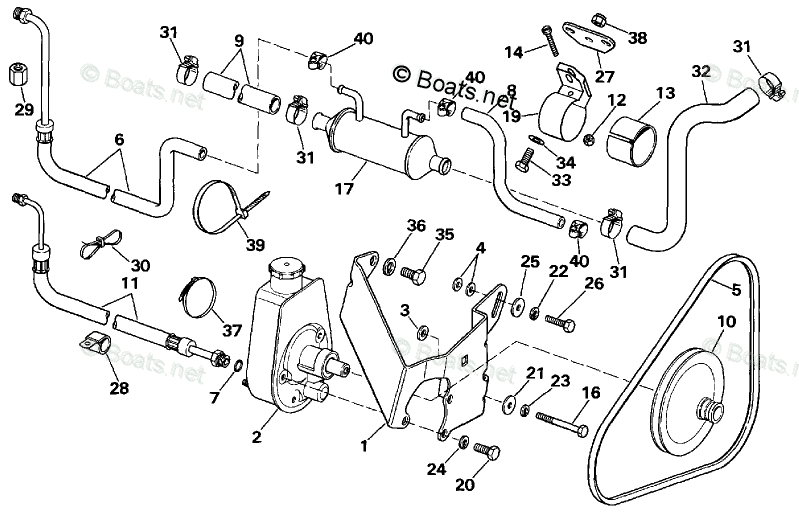 OMC Sterndrive 7.50L 460 CID V8 OEM Parts Diagram for Power Steering