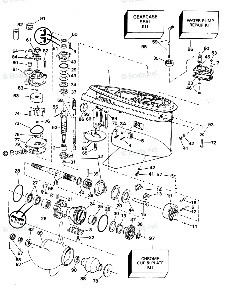 Evinrude Outboard 2001 OEM Parts Diagram for GEARCASE - FPX, FX MODELS ...