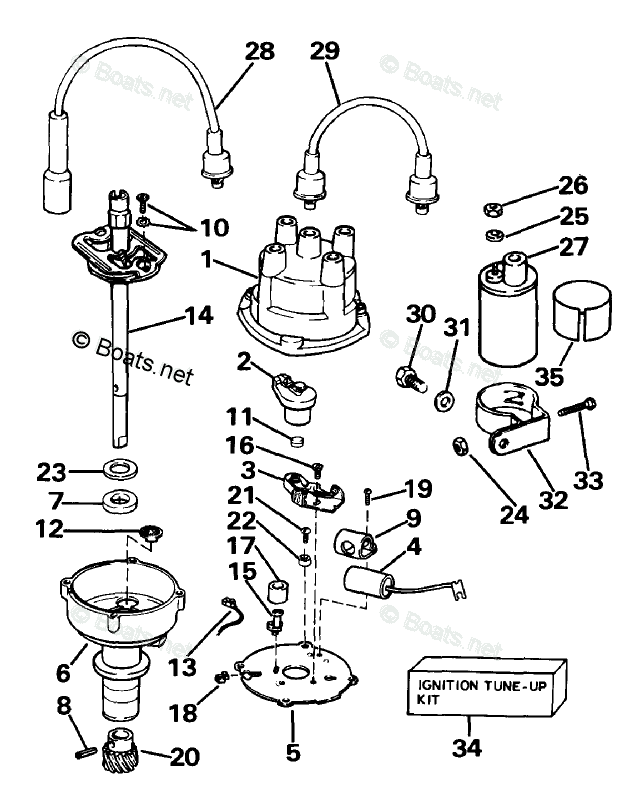 OMC Sterndrive 3.0L 181 CID Inline 4 OEM Parts Diagram for IGNITION ...