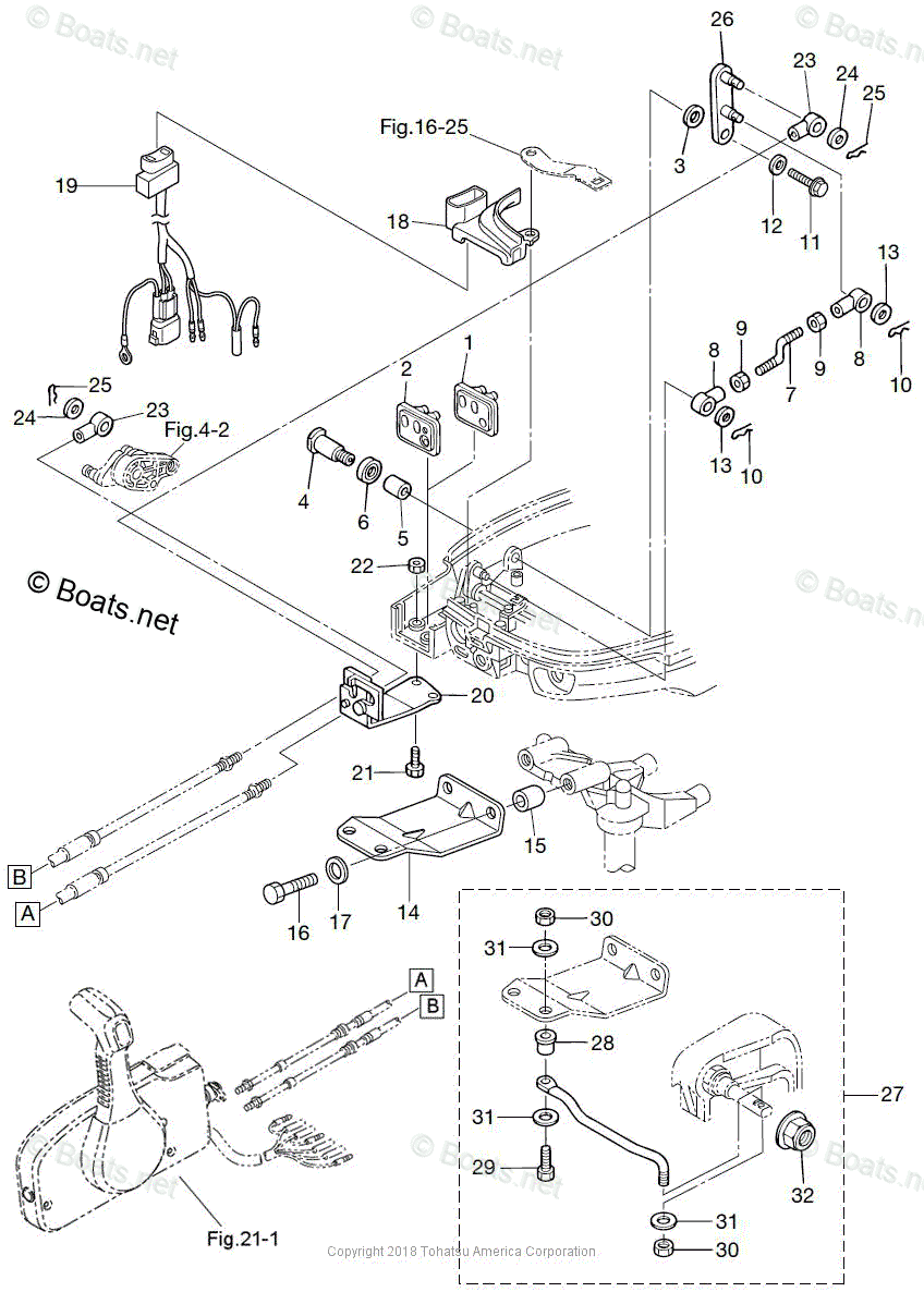 Tohatsu Outboard 2018 OEM Parts Diagram for REMOTE CONTROL PARTS