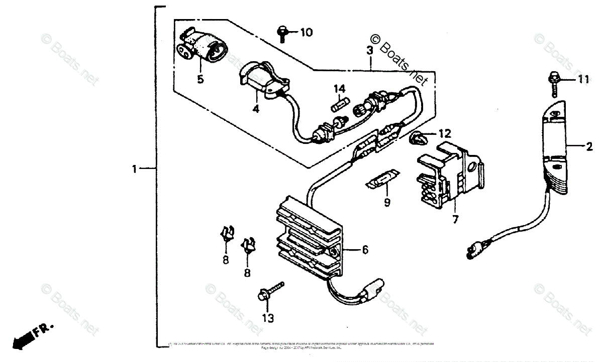 Honda Outboard Pre - 1997 OEM Parts Diagram for LAMP RECEPTACLE KIT ...