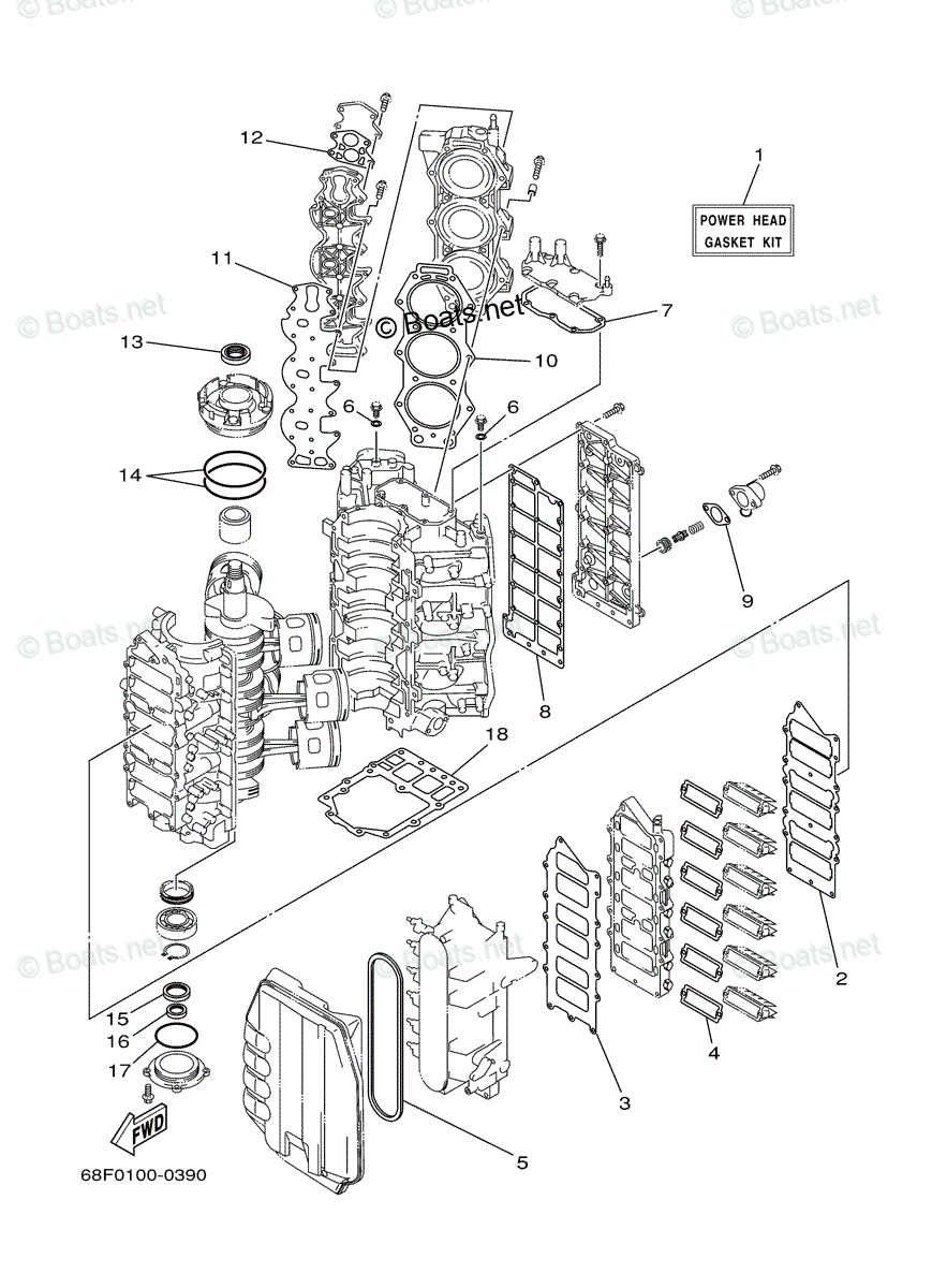 Yamaha Outboard 2003 OEM Parts Diagram for Repair Kit 1