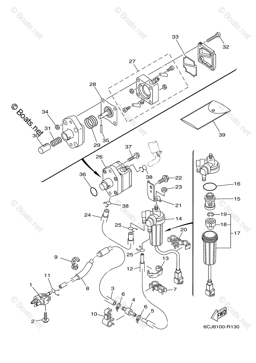 Yamaha Outboard 2020 OEM Parts Diagram for Fuel
