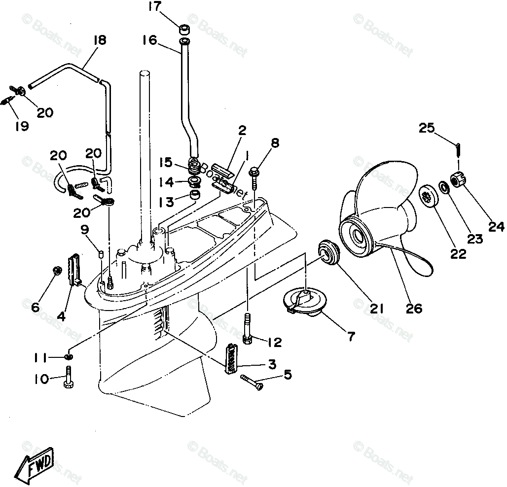 Yamaha Outboard 1995 OEM Parts Diagram for Lower Casing