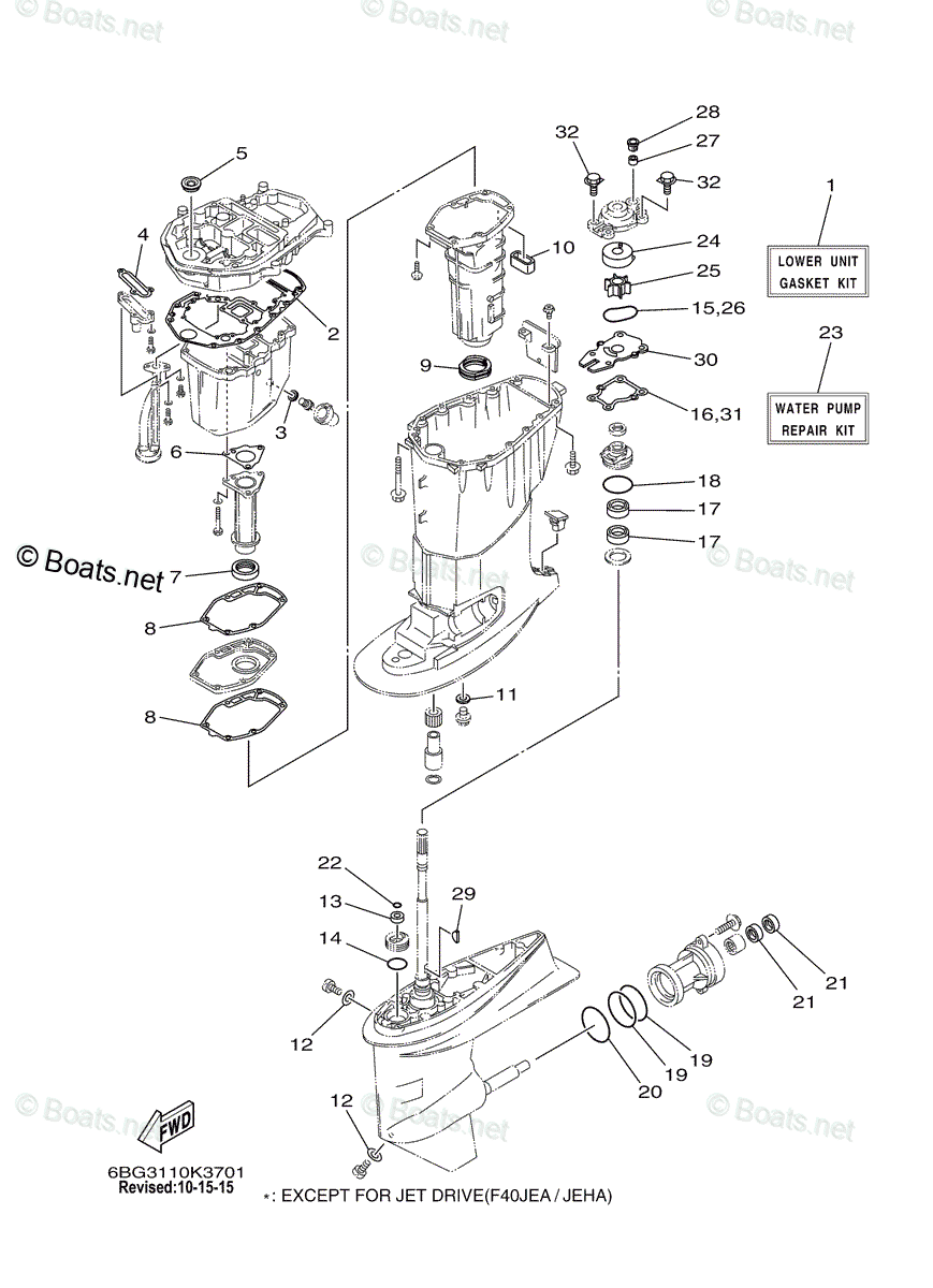 Yamaha Outboard 2015 OEM Parts Diagram for Repair Kit 2