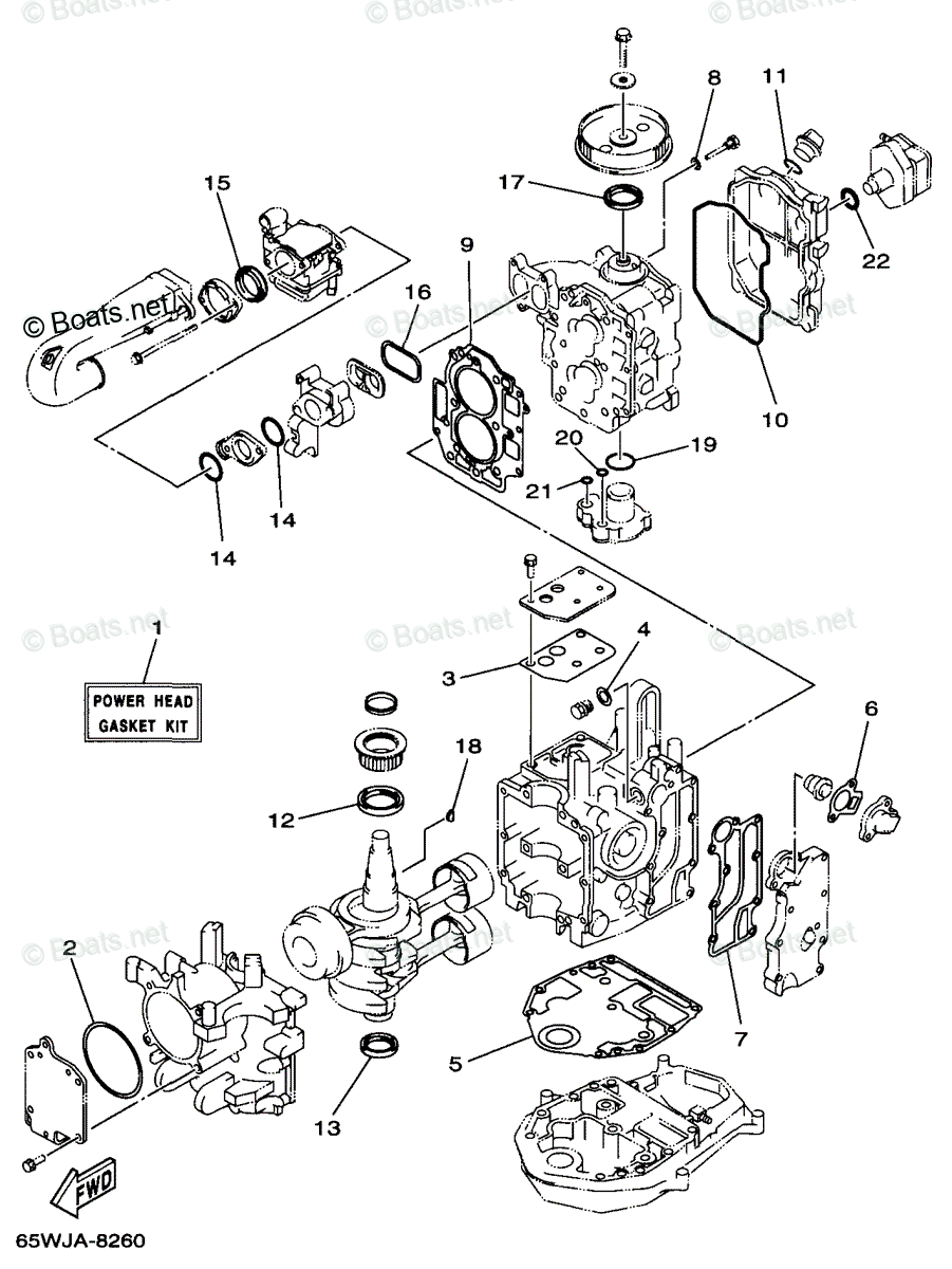 Yamaha Outboard 1998 OEM Parts Diagram for Repair Kit 1 | Boats.net