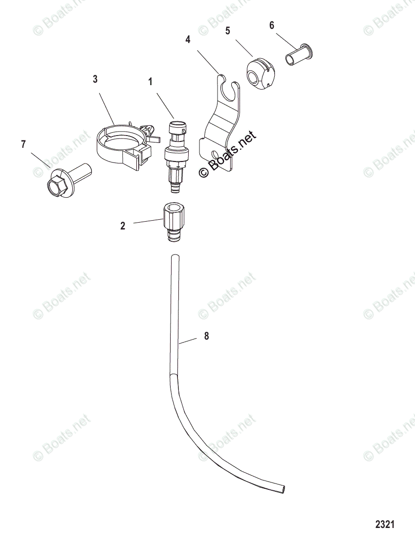 Mercury Outboard 225HP OEM Parts Diagram for Speedometer Pickup(Serial