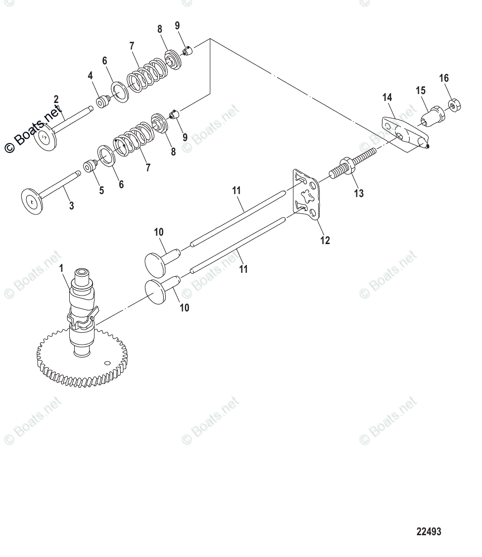 Mercury Outboard 3.5HP OEM Parts Diagram for Camshaft and Valves ...