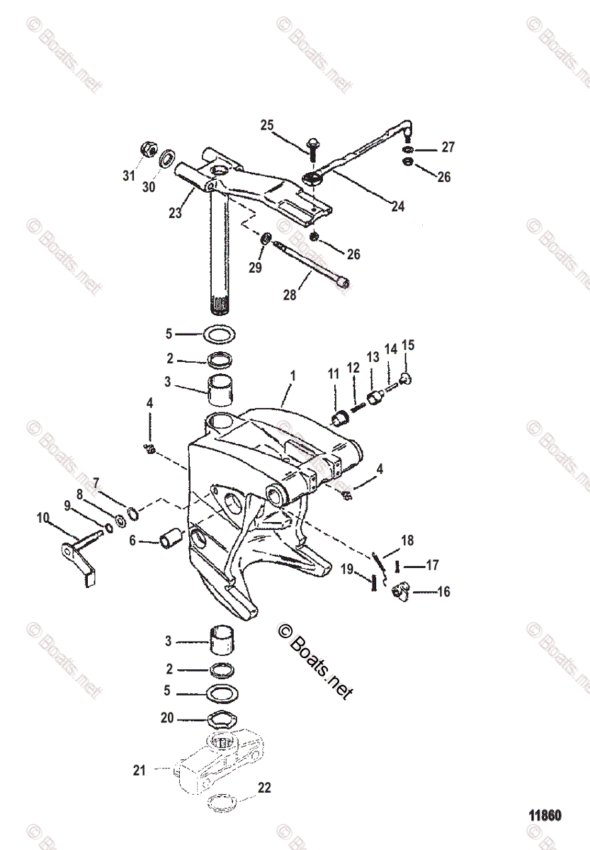 Mercury Outboard 300HP OEM Parts Diagram for Swivel Bracket(Heavy Duty ...