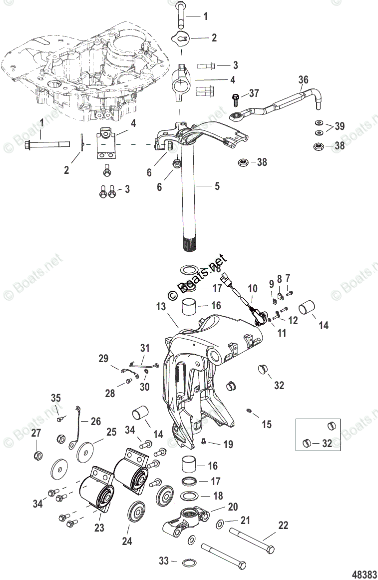 Mercury Outboard 150HP OEM Parts Diagram For Swivel Bracket And Swivel ...