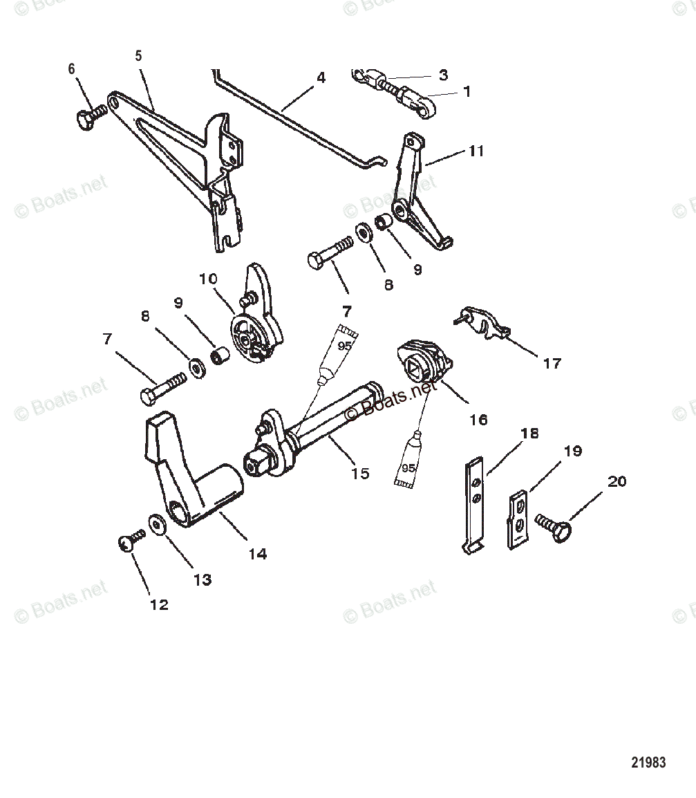 Mercury Outboard 15HP OEM Parts Diagram for Throttle and