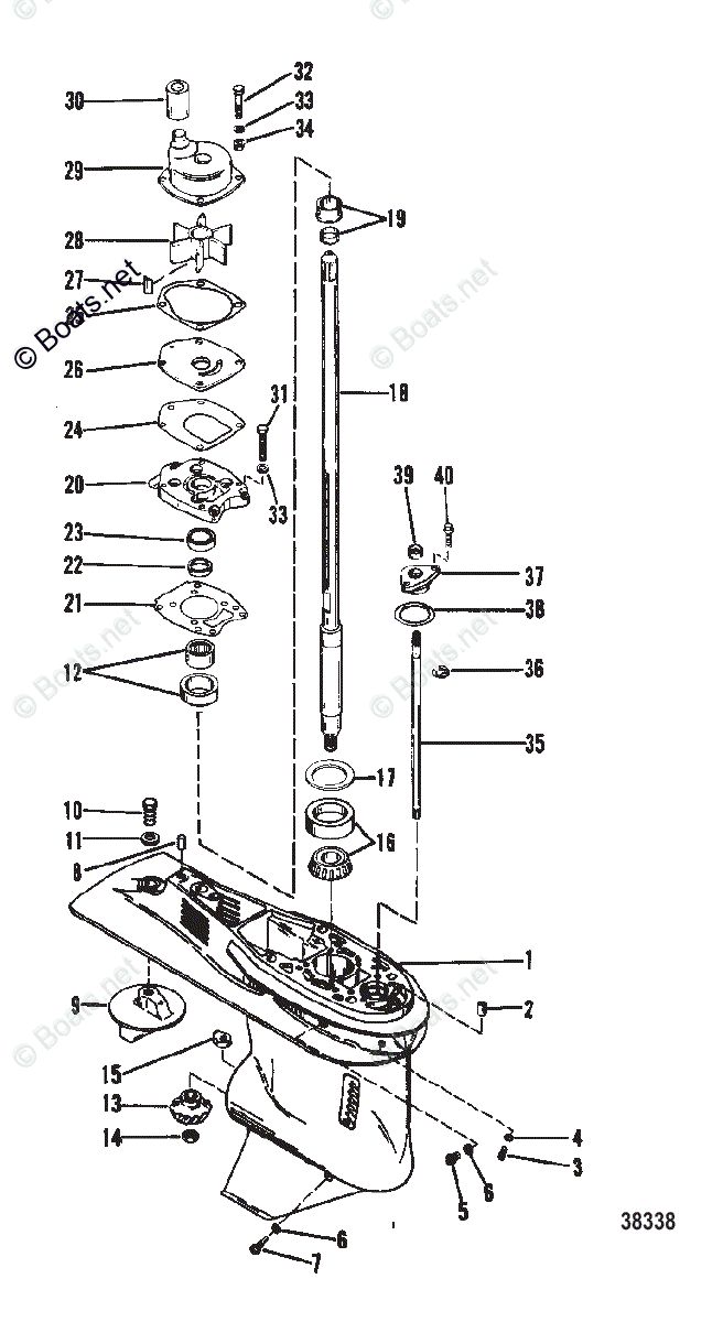 Mercury Outboard 90HP OEM Parts Diagram for Gear Housing (Driveshaft ...