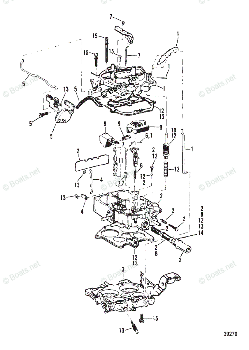 Mercruiser Sterndrive Gas Engines OEM Parts Diagram for CARBURETOR