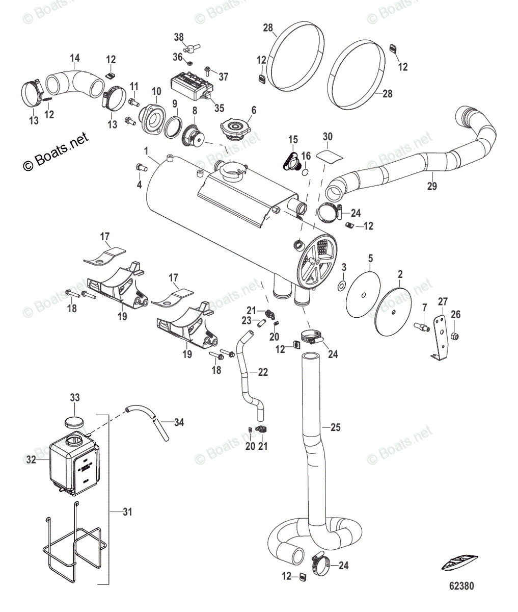 Mercruiser Inboard Gas Engines OEM Parts Diagram for Fresh Water
