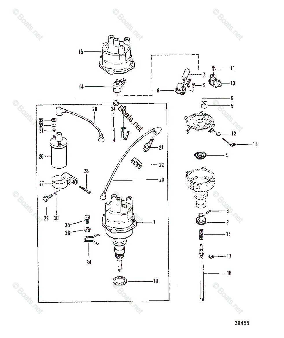 Mercruiser Sterndrive Gas Engines OEM Parts Diagram For DISTRIBUTOR AND ...