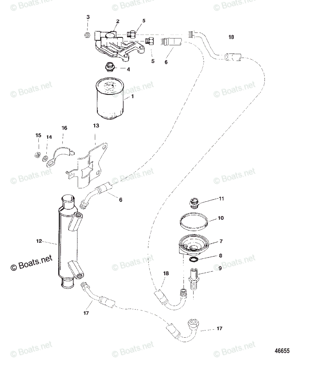 Mercruiser Inboard Gas Engines OEM Parts Diagram for Oil Filter and ...