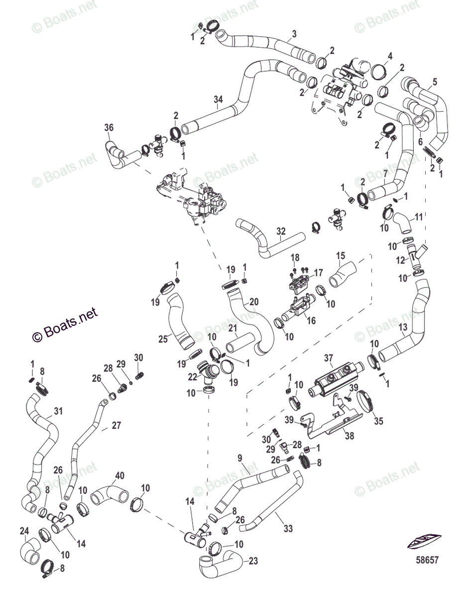 Mercruiser Sterndrive Gas Engines OEM Parts Diagram For Raw Water ...