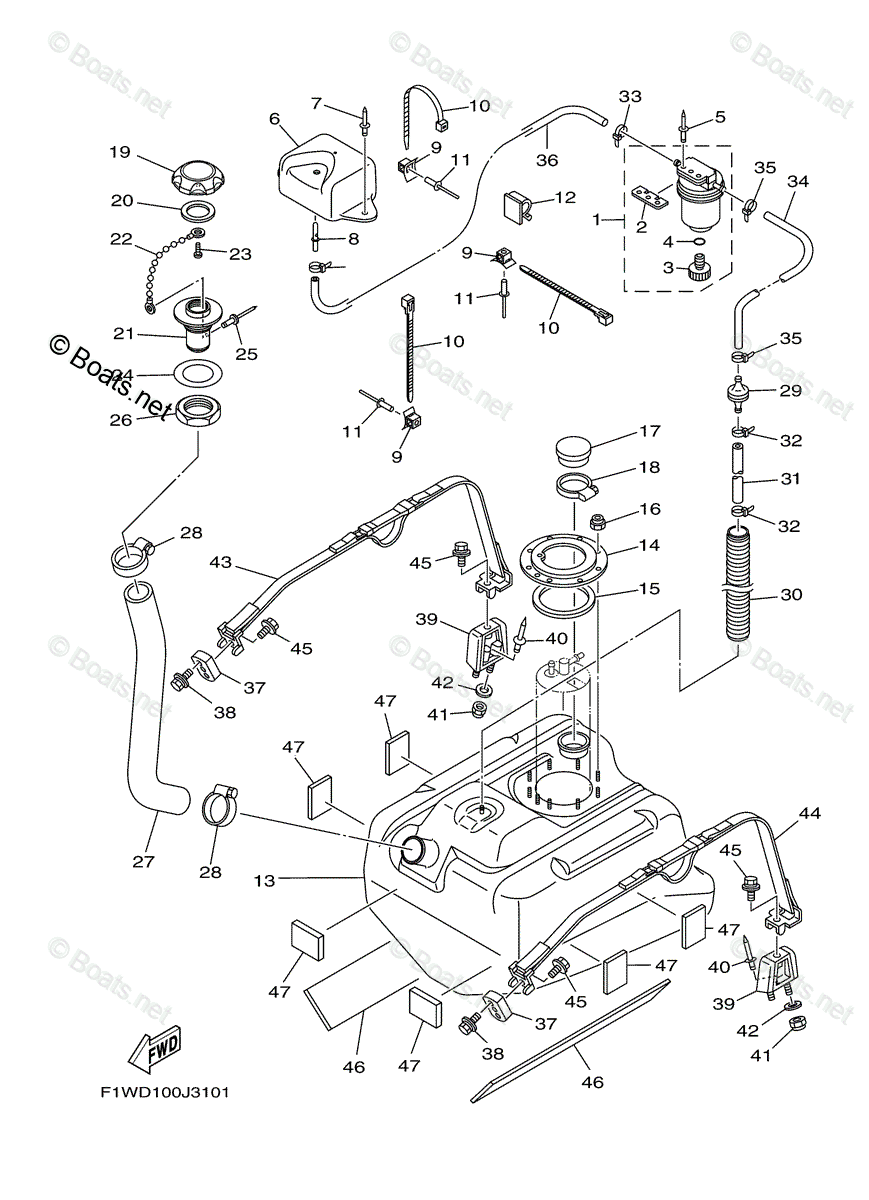 Yamaha Waverunner 2010 OEM Parts Diagram for FUEL TANK | Boats.net