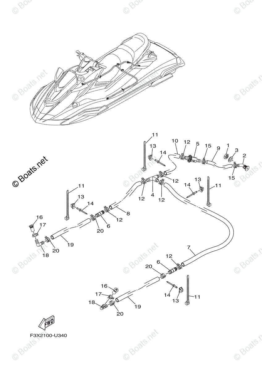 Yamaha Waverunner 2020 OEM Parts Diagram for Bilge Pump | Boats.net