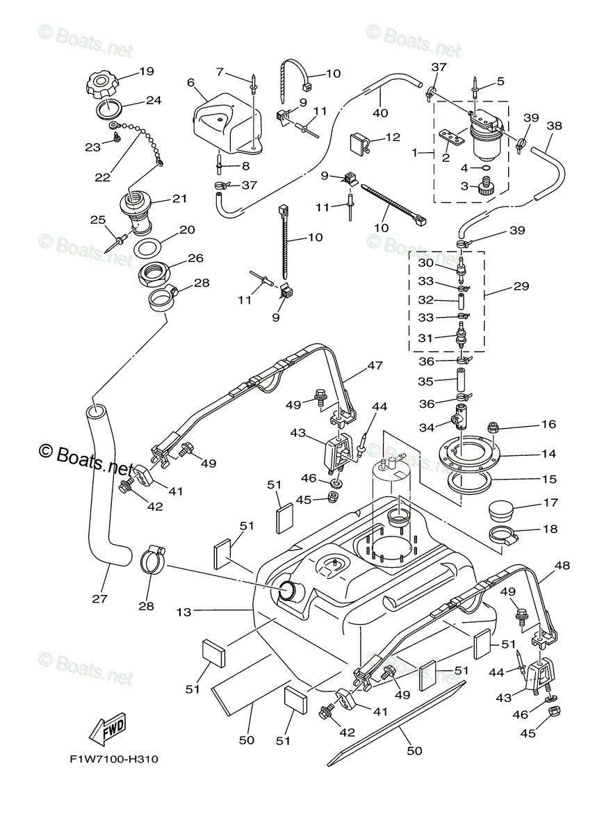 Yamaha Waverunner 2009 OEM Parts Diagram for FUEL TANK | Boats.net