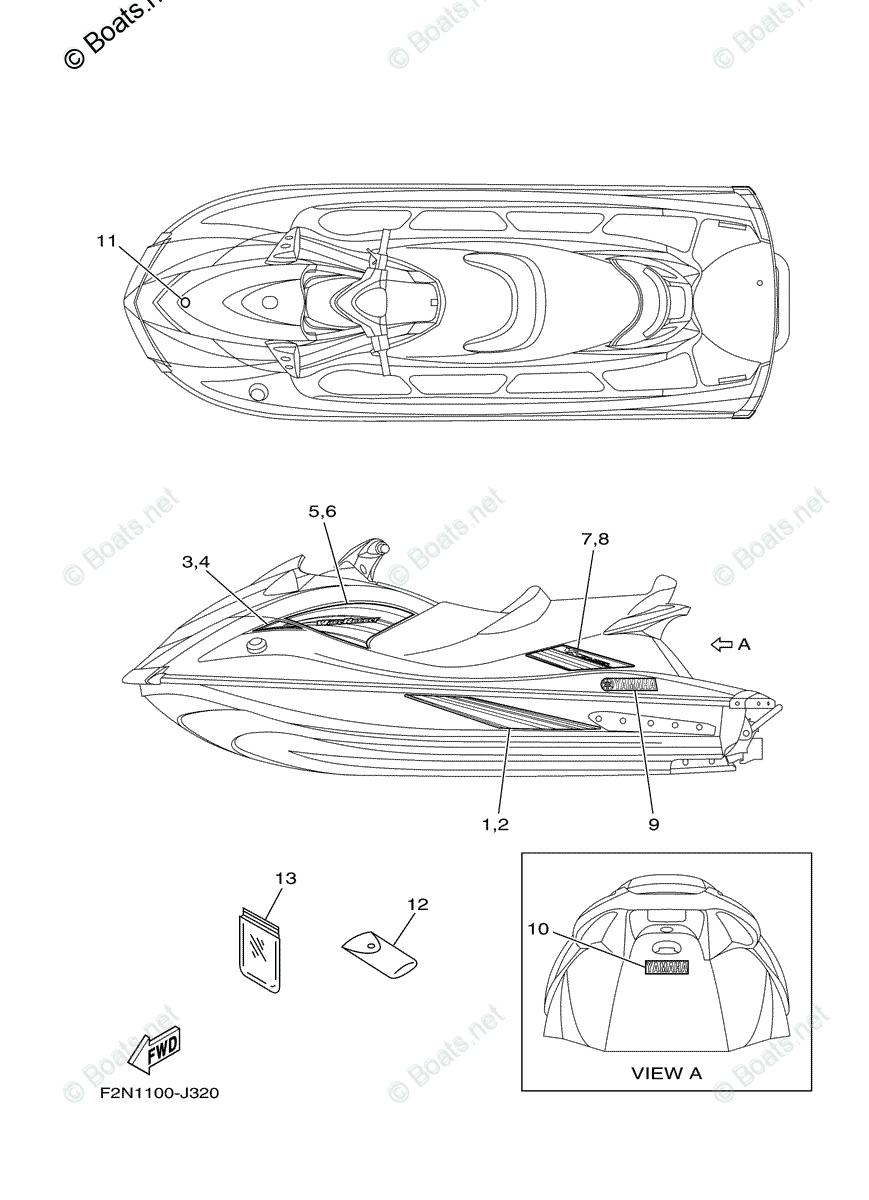 Yamaha Waverunner 2010 OEM Parts Diagram for Graphics | Boats.net