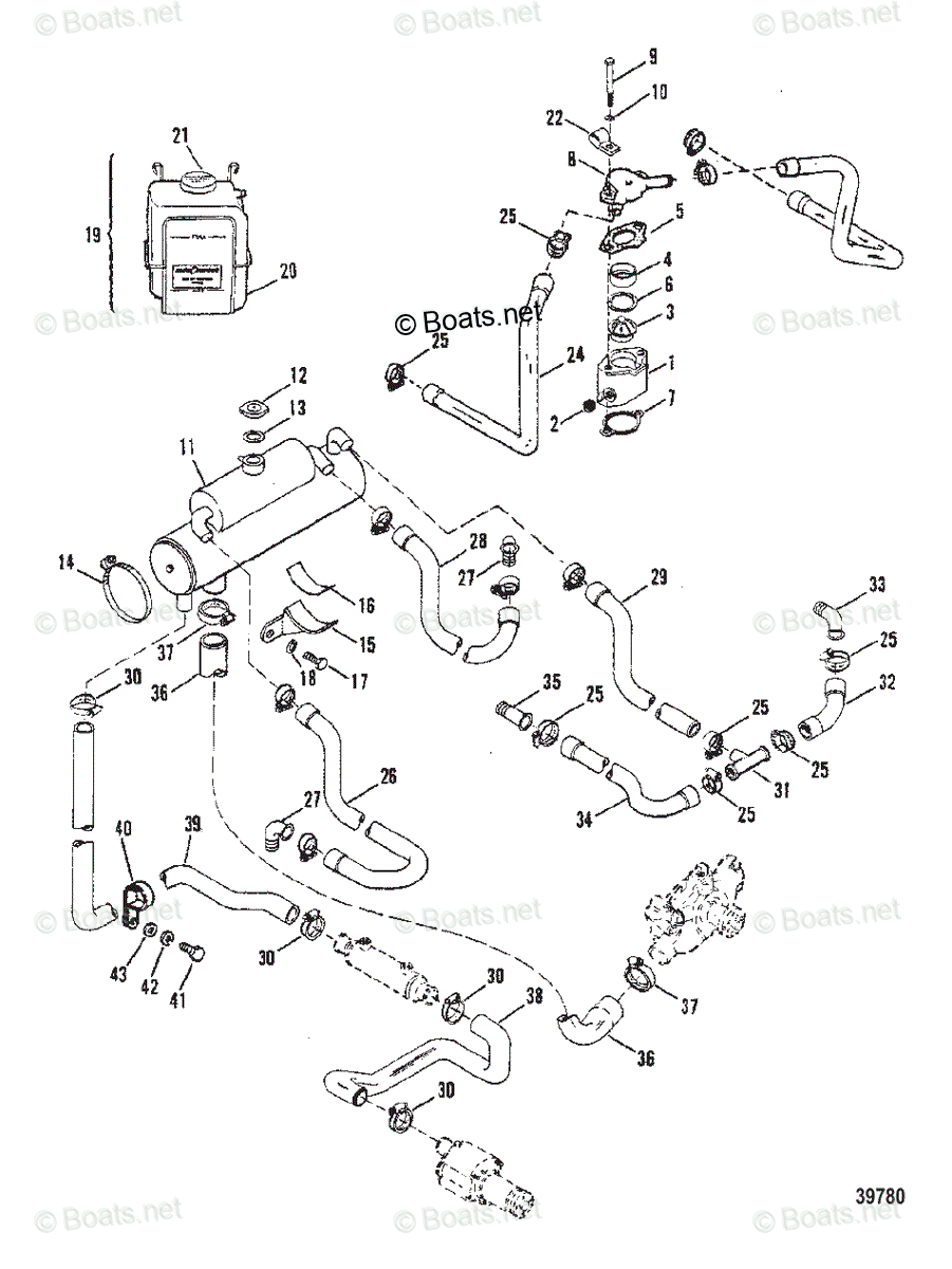 Mercruiser Inboard Gas Engines OEM Parts Diagram For CLOSED COOLING ...