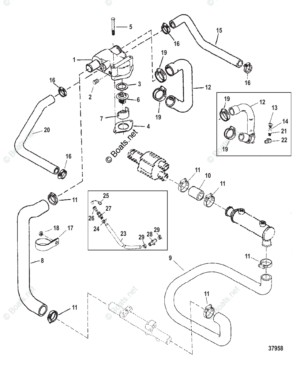 Mercruiser Inboard Gas Engines OEM Parts Diagram for Standard Cooling ...