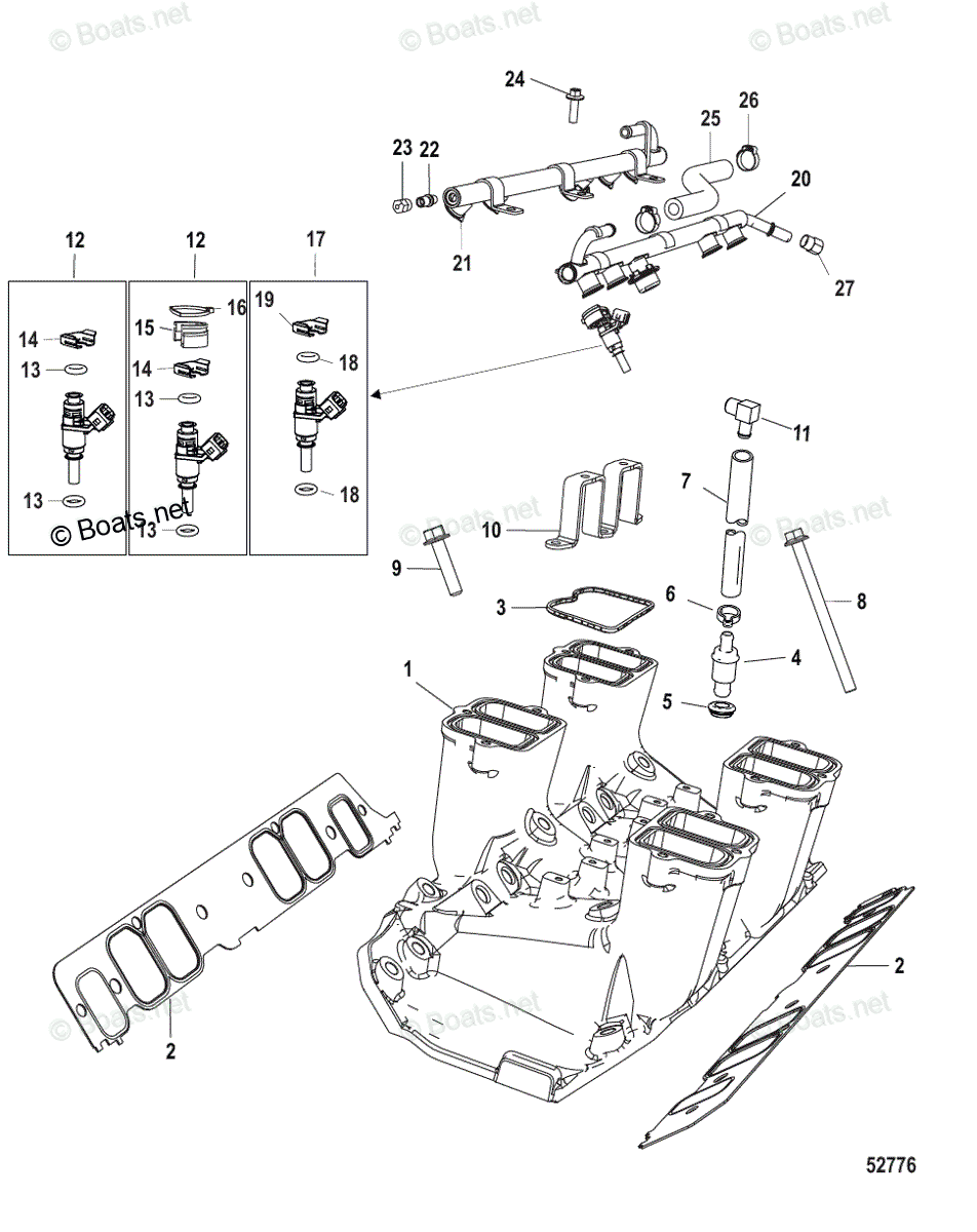 Mercruiser Sterndrive Gas Engines OEM Parts Diagram for INTAKE MANIFOLD