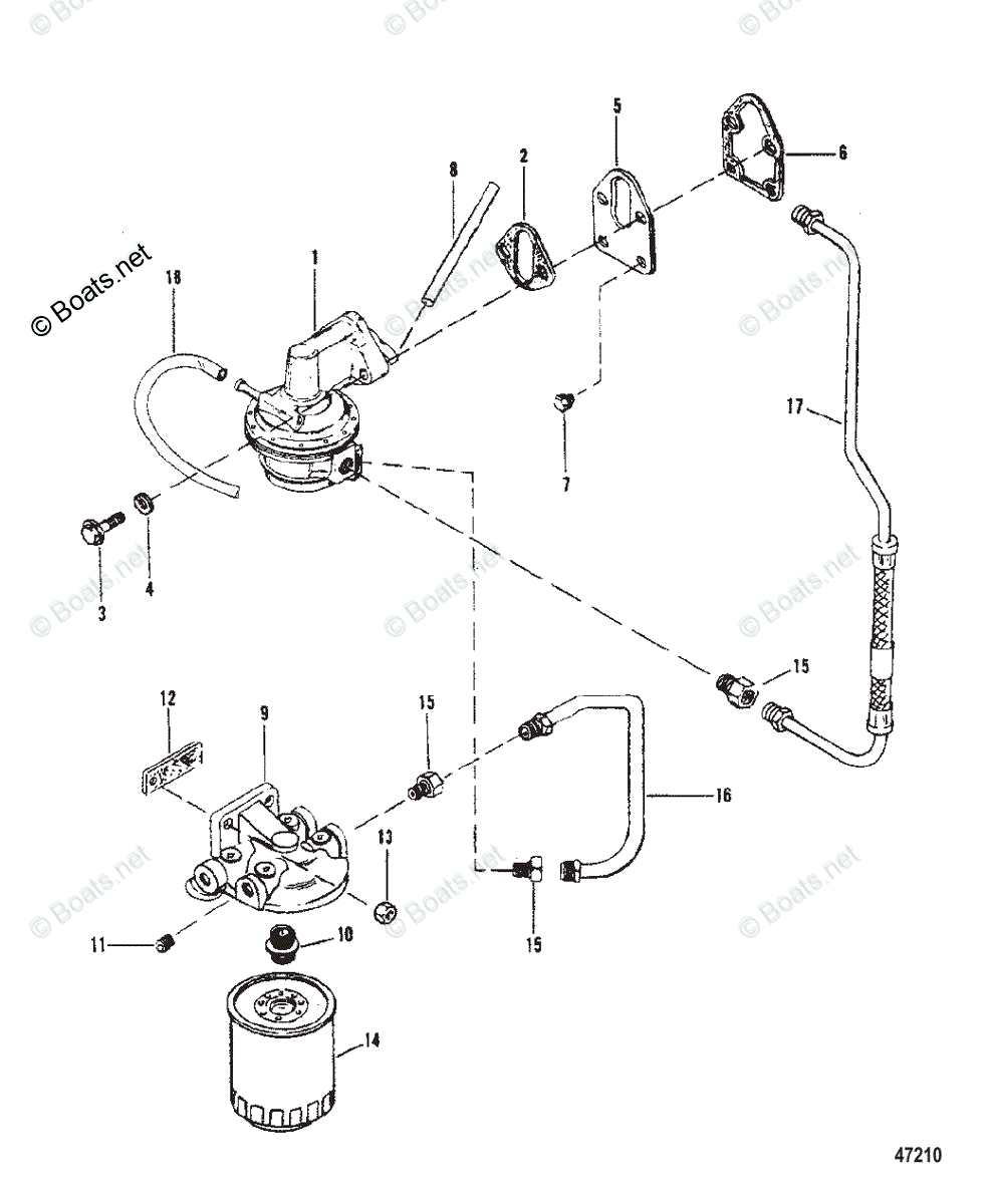 Mercruiser Sterndrive Gas Engines OEM Parts Diagram for Fuel Pump And