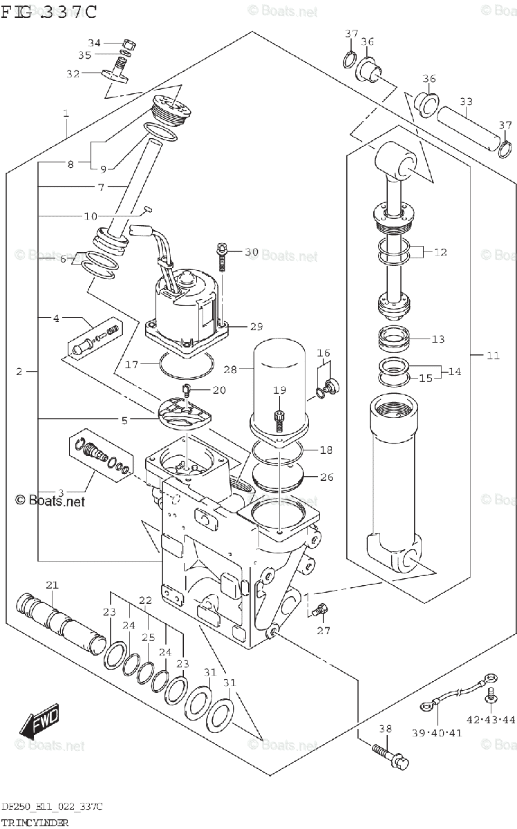 Rumiページ Suzuki Outboard 2021 OEM Parts Diagram for TRIM CYLINDER (X