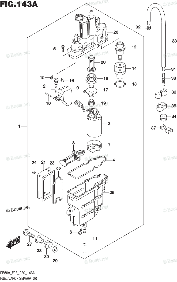 Suzuki Outboard 2020 OEM Parts Diagram for FUEL VAPOR