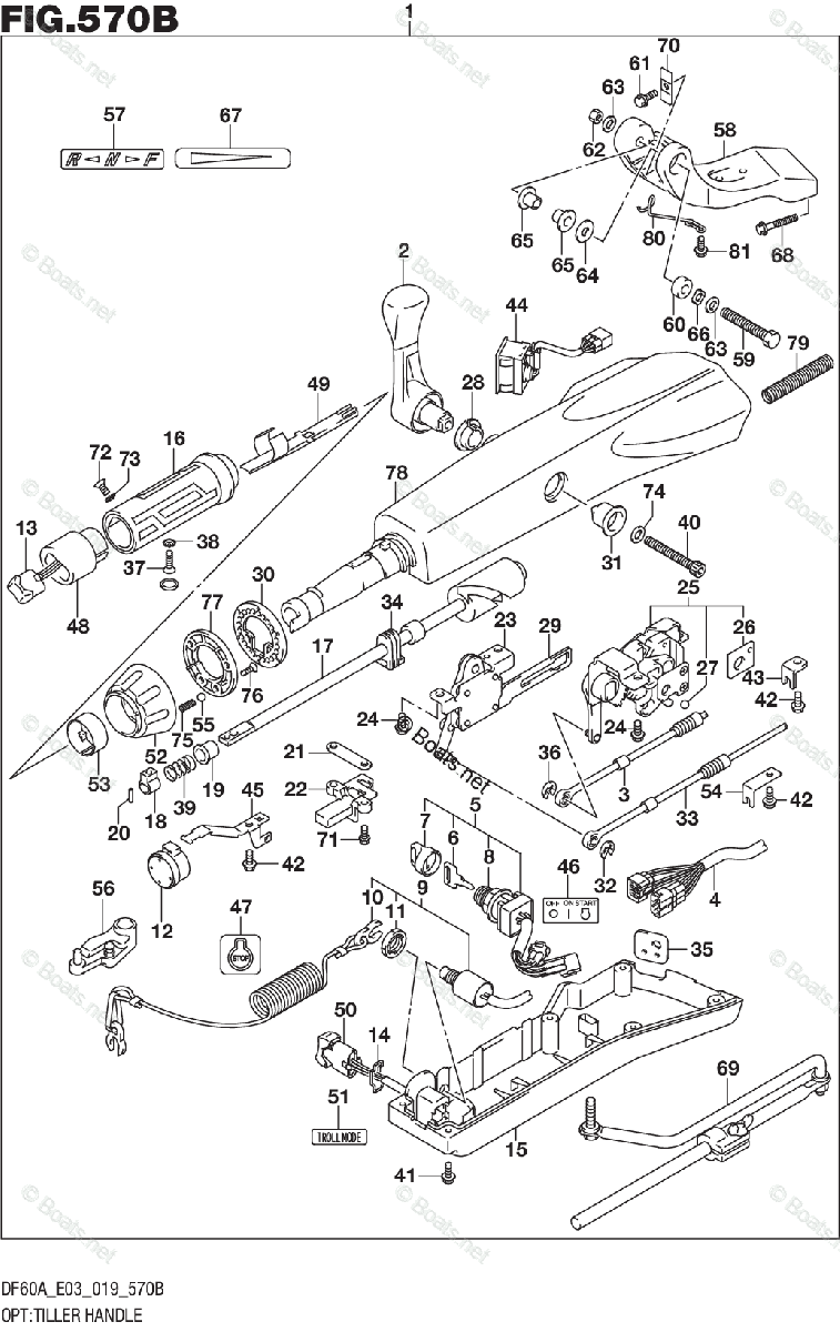 Suzuki Outboard 2019 OEM Parts Diagram for OPT:TILLER HANDLE (DF60A