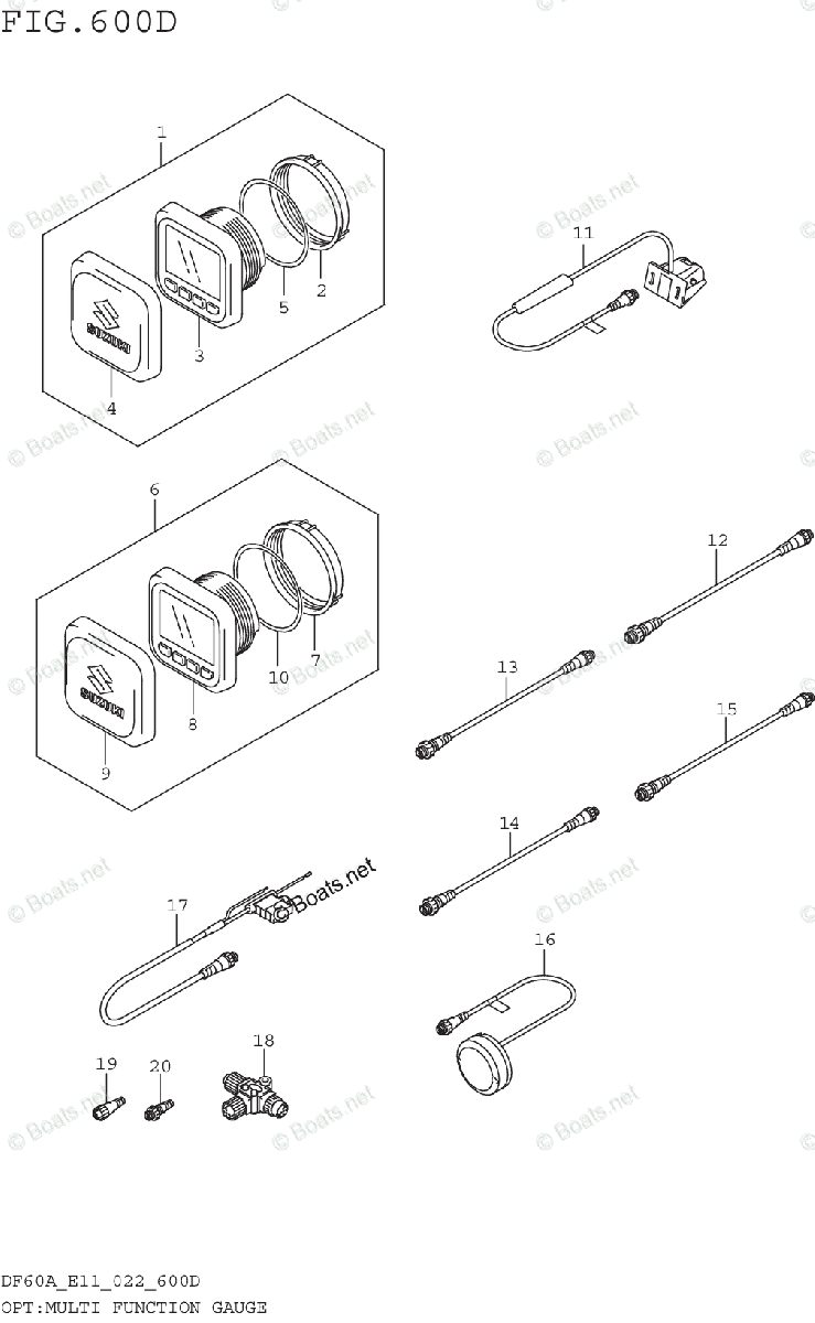 Suzuki Outboard 2022 OEM Parts Diagram for OPTMULTI FUNCTION GAUGE