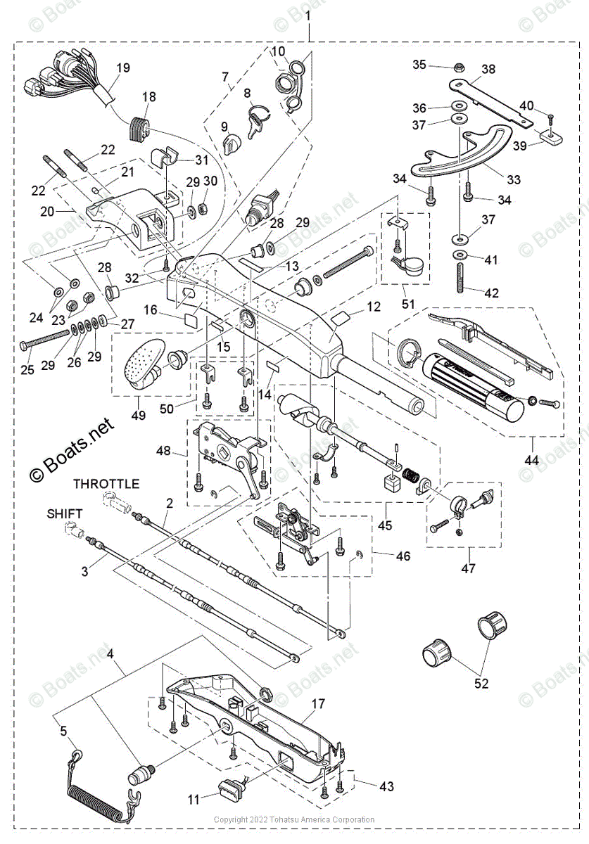 Tohatsu Outboard 2022 OEM Parts Diagram for TILLER HANDLE