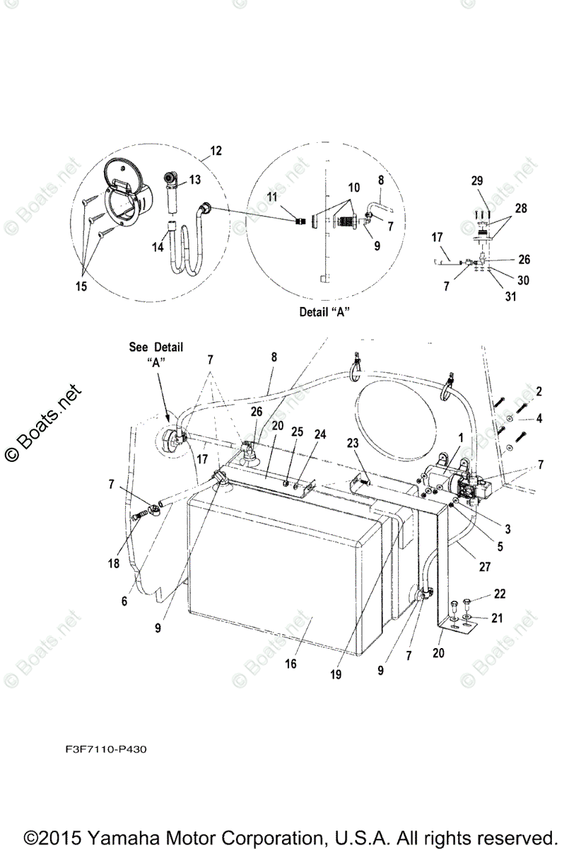 Yamaha Boats 2016 OEM Parts Diagram for Shower Piping