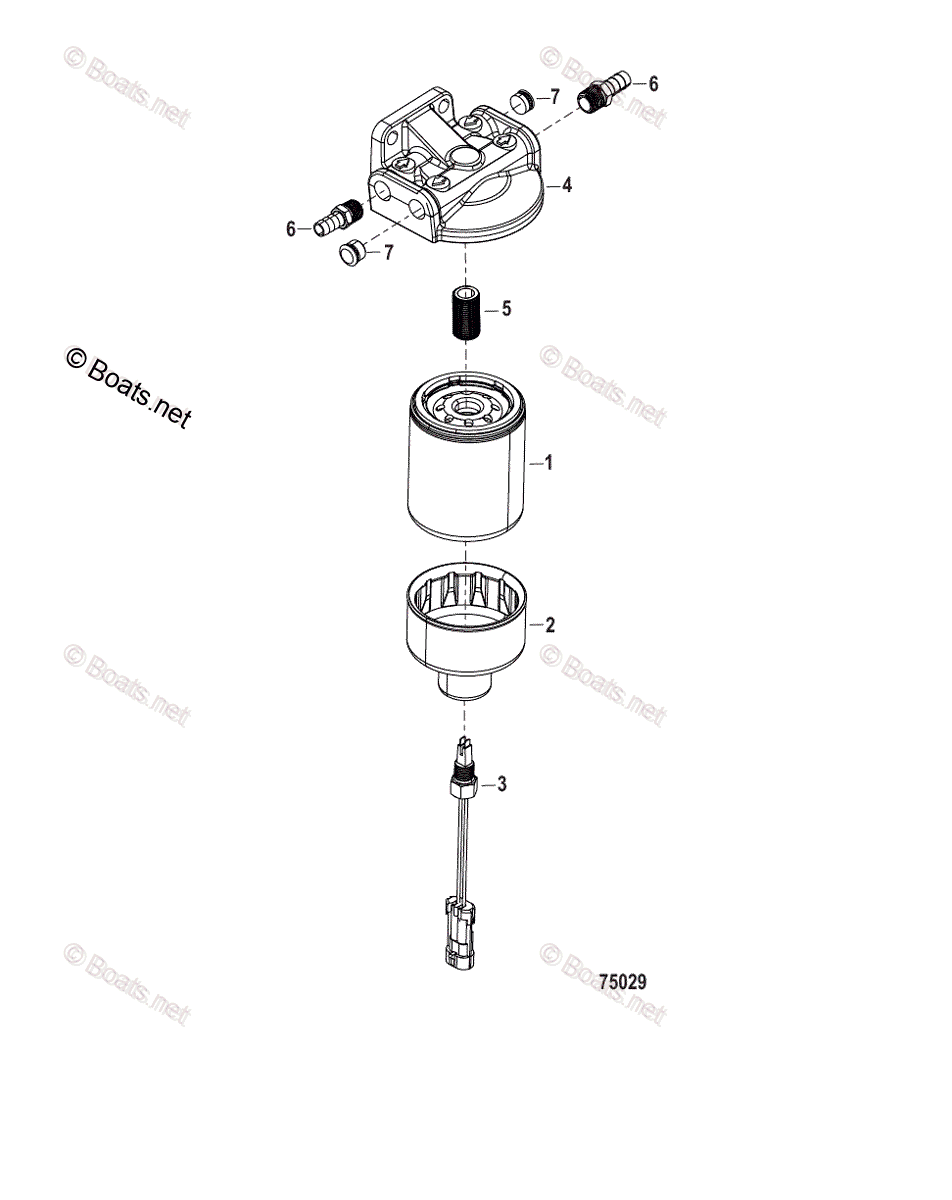 Mercury Outboard 400HP OEM Parts Diagram for Fuel Filter with WIF Boat