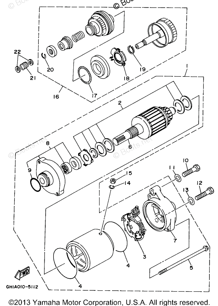 Yamaha Waverunner 1996 OEM Parts Diagram for STARTING MOTOR | Boats.net