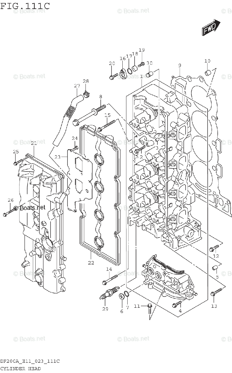Suzuki Outboard 2023 OEM Parts Diagram for CYLINDER HEAD (SEE NOTE) 2 ...