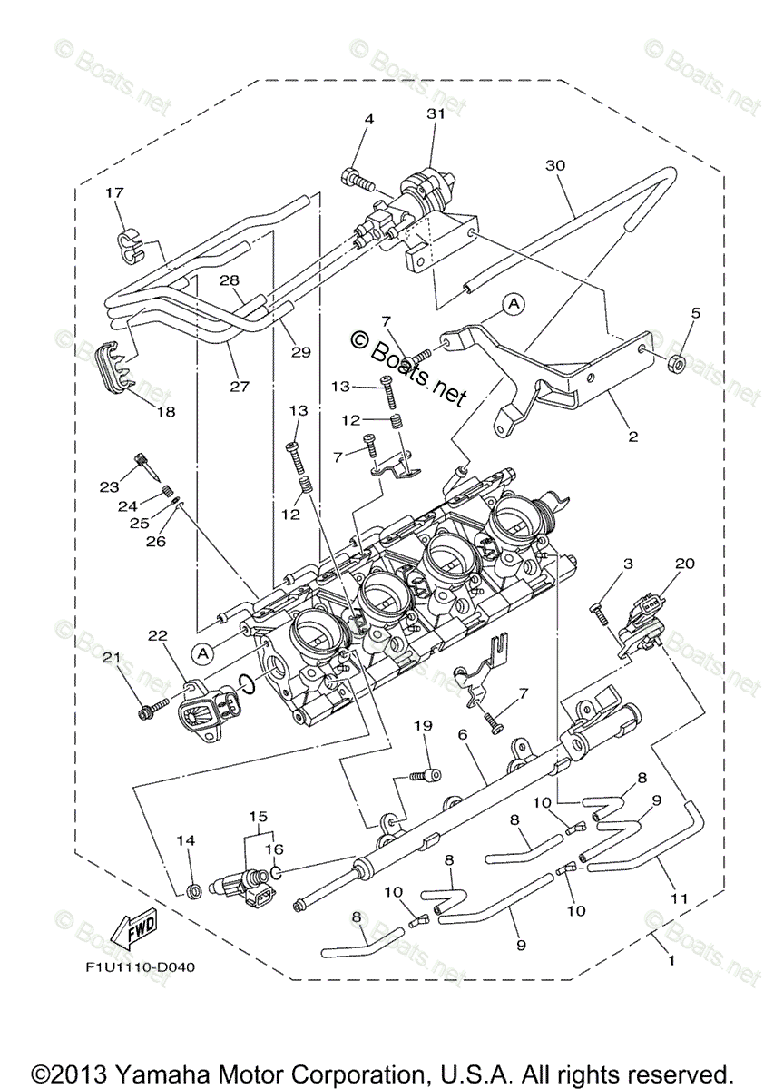 Yamaha Boats 2005 OEM Parts Diagram for Throttle Body Assy 1