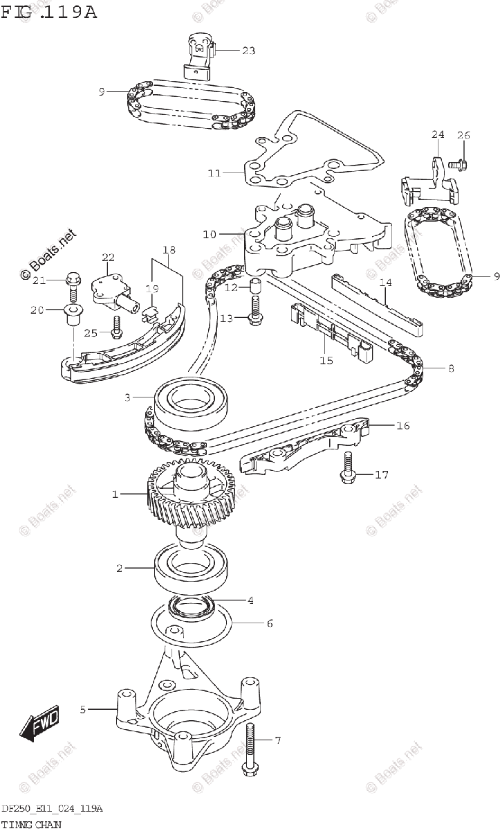 Suzuki Outboard 2024 OEM Parts Diagram for TIMING CHAIN (DF200T DF200Z ...
