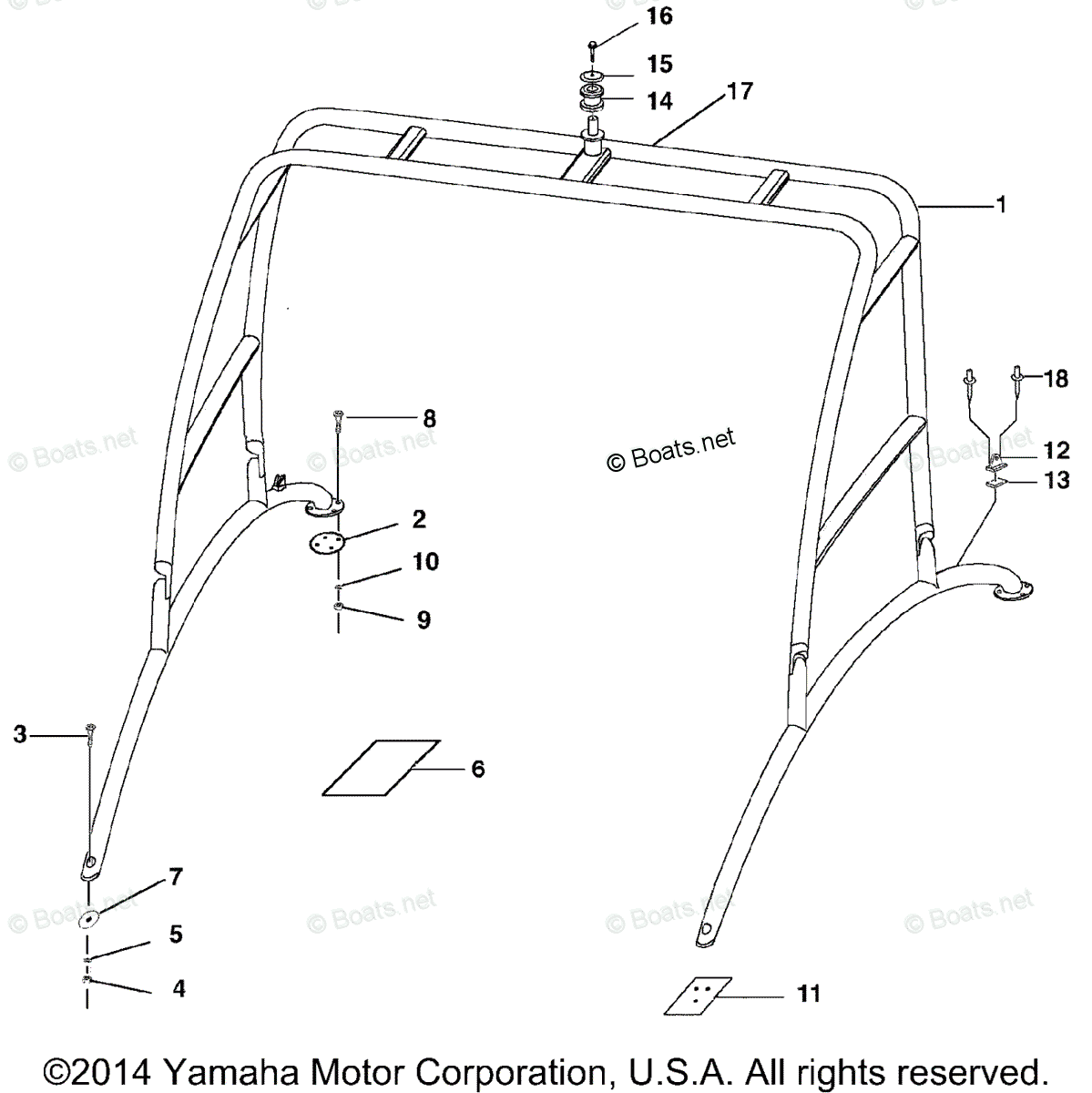 Yamaha Boats 2003 OEM Parts Diagram for Wakeboard Tower | Boats.net