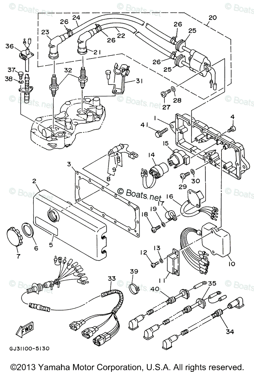 Yamaha Waverunner 1996 OEM Parts Diagram for Electrical 1