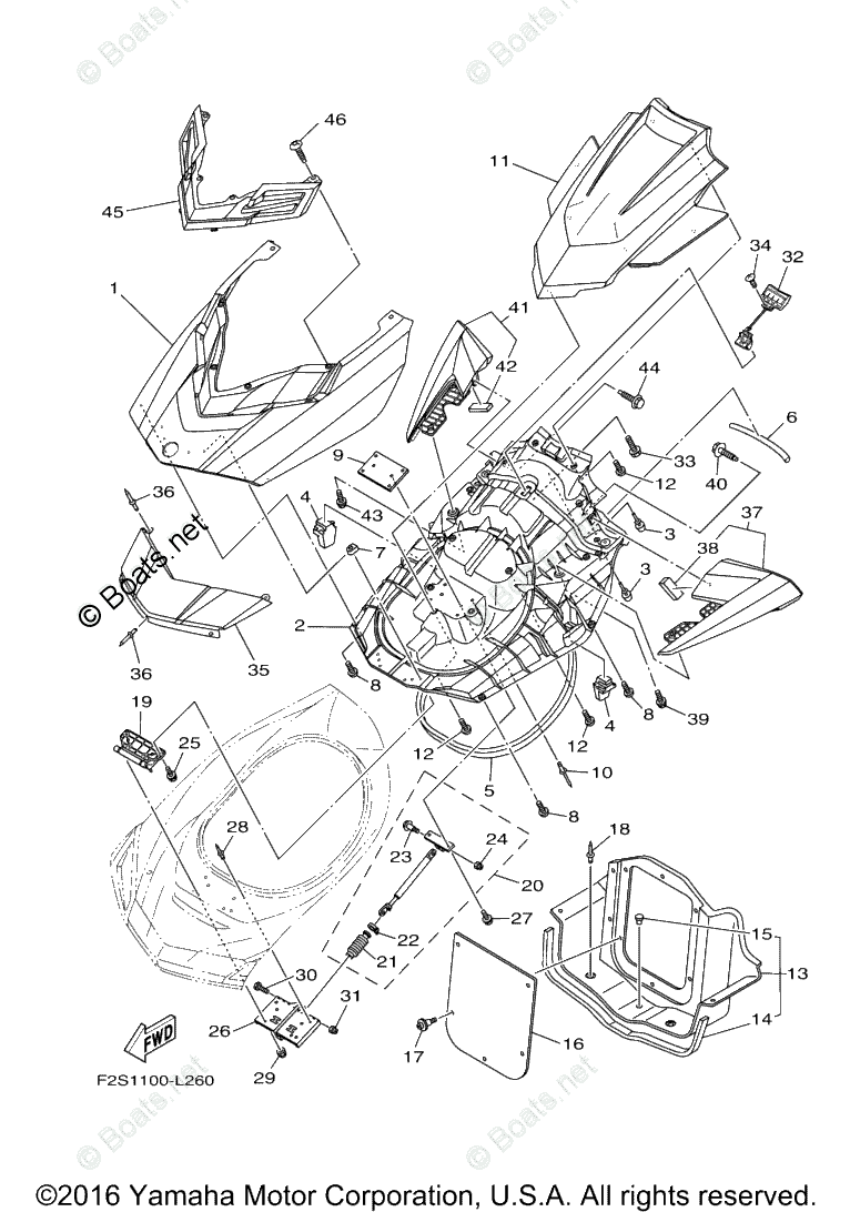 Yamaha Waverunner Parts 2017 OEM Parts Diagram for Engine Hatch 2