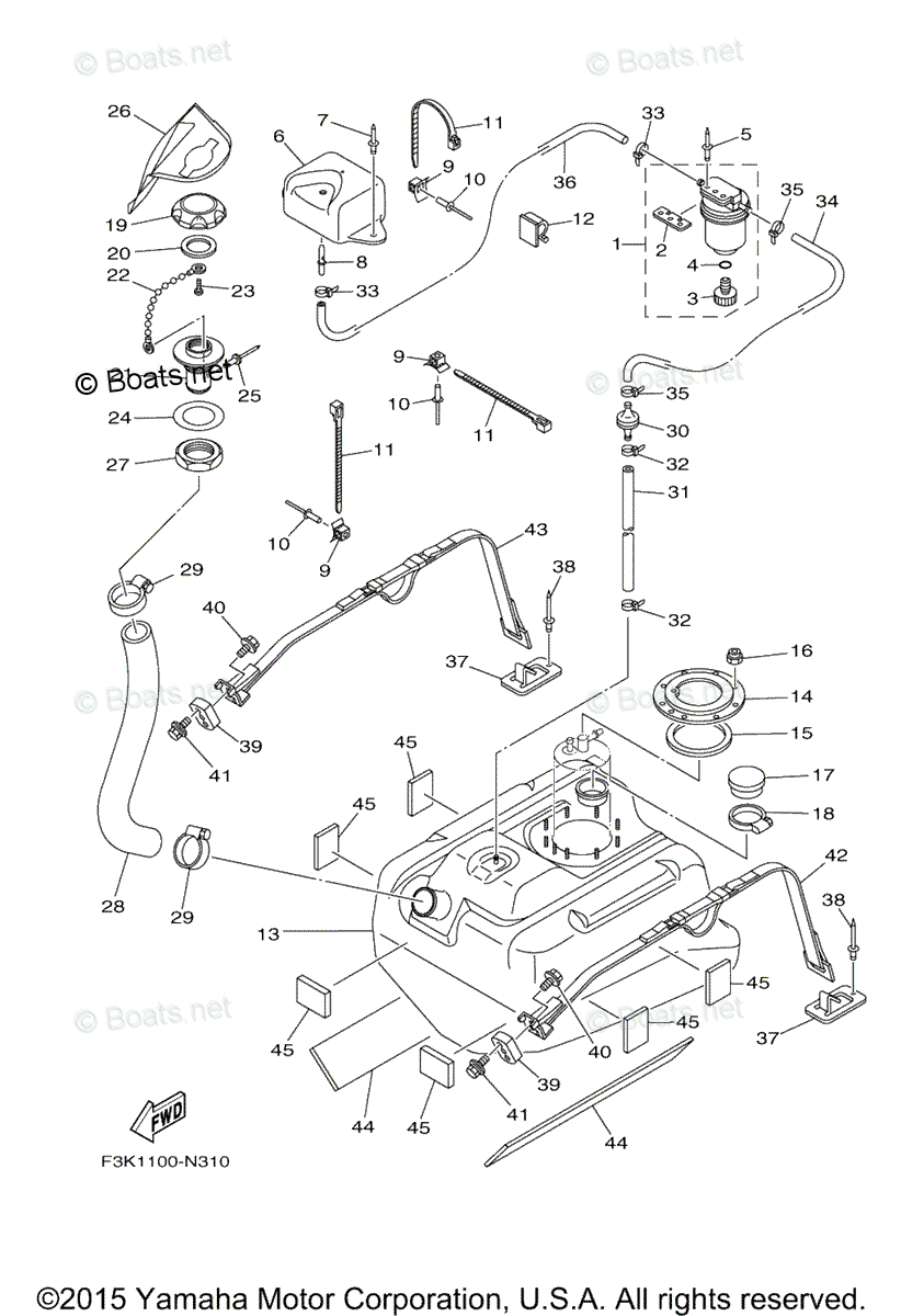 Yamaha Waverunner 2016 OEM Parts Diagram for FUEL TANK | Boats.net